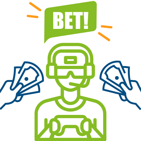 Illustration of a person on a gaming console with the words Bet above him