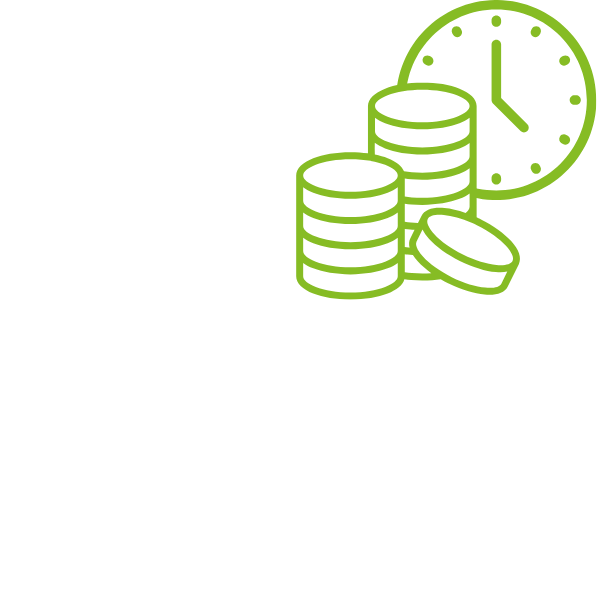 Illustration of coins against a clock