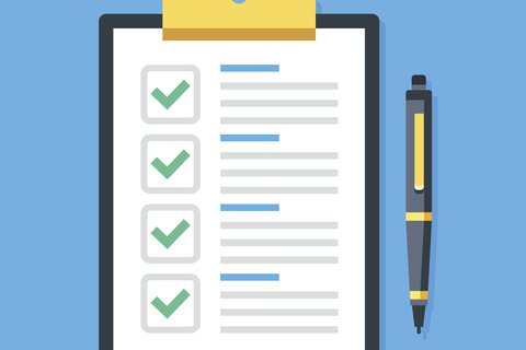 A clipboard with answers checked